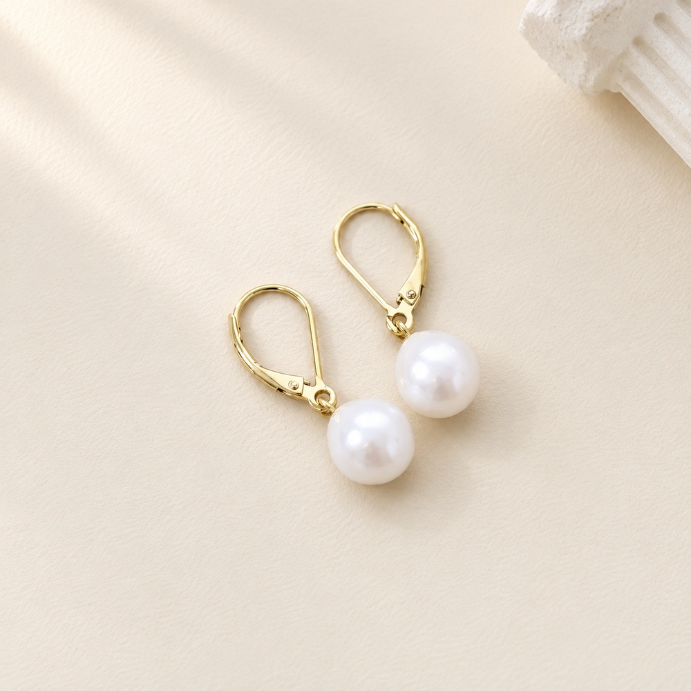 Pearl Leverback Drop Earrings in Four Colors