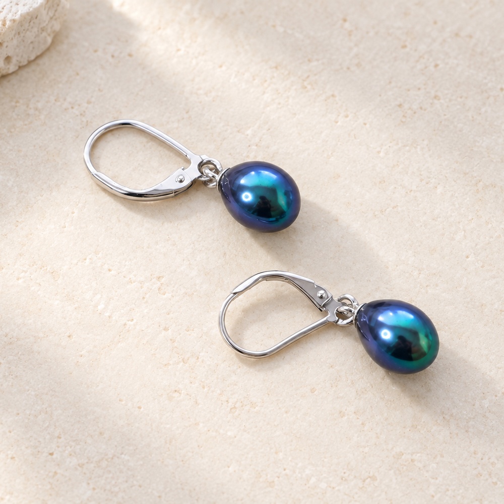 Pearl Leverback Drop Earrings in Four Colors