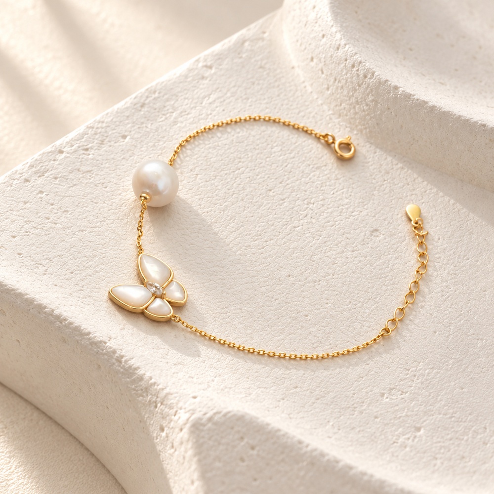 Mother-of-Pearl Butterfly Bracelet or Necklace