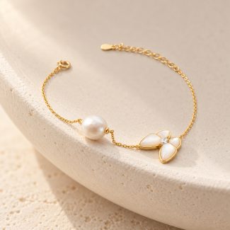 Mother-of-Pearl Butterfly Bracelet or Necklace