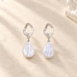 Square Baroque Pearl Oval Drop Earrings