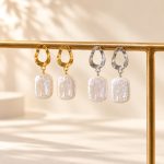 Square Baroque Pearl Oval Drop Earrings