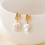 Folded Gold-Tone Baroque Freshwater Pearl Earrings