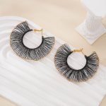 Black Wire Lace Hoop Earrings — hand-crocheted wire jewelry