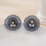 Alternate view of Blue Wire Nest Pearl Drop Earrings
