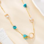 Turquoise and baroque pearl necklace with wire-wrapped accents