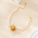 Freshwater pearl bracelet with floral wirework and clasp