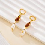 Pair of amber-toned resin earrings with pearl drops