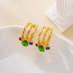 Side view of layered hoops with colorful stone drops