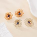 Dewlight Multicolor Pearl Flower Earrings — hand-crocheted wire jewelry