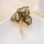 Olive Wire Pearl Bloom Brooch — hand-crocheted wire jewelry