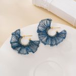 blue wire lace fan hoop earrings