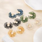 five colors of wire lace fan hoop earrings