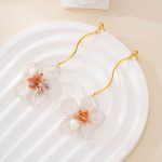 Alternate view of Silver Wire Bloom Bead Drop Earrings