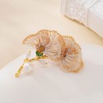 Alternate view of Ginkgo Wire Pearl Botanical Brooch