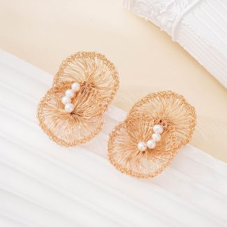 Alternate view of Lotus Leaf Freshwater Pearl Earrings