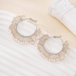 silver-finish wire lace pearl fan hoops