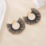 Alternate view of Black Wire Lace Hoop Earrings