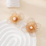 Alternate view of Two-Tone Four-Petal Pearl Earrings