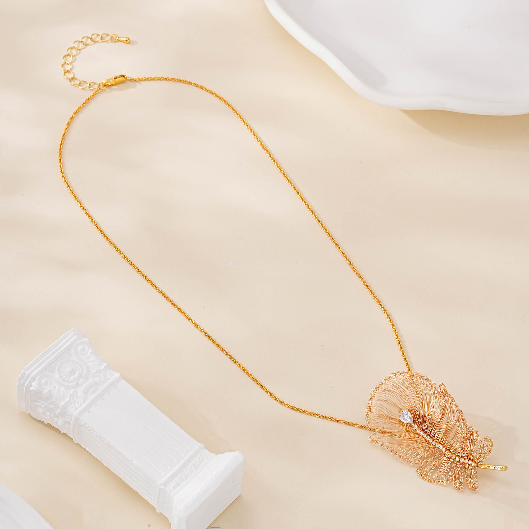 Alternate view of Wire Feather Detachable Brooch Necklace