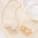 Twin Wire Flower Pearl Choker Necklace — hand-crocheted wire jewelry