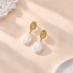 Baroque Freshwater Pearl Textured Oval Earrings
